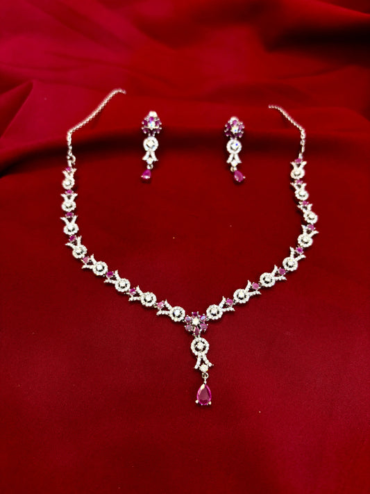 Pink Stone Floral Necklace - Eraya Jewellery