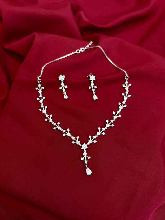 Crystal Leaf Necklace Set - Eraya Jewellery