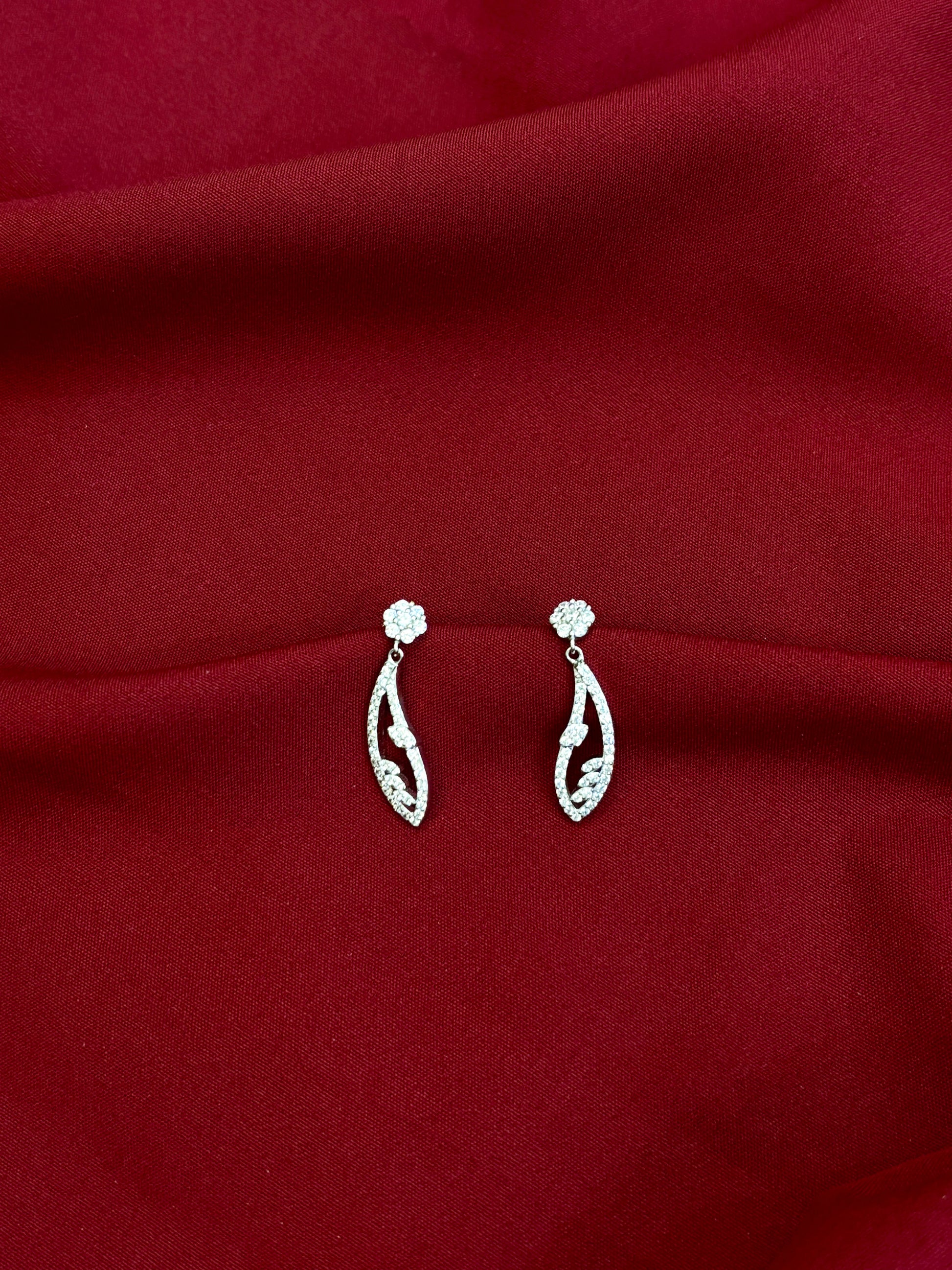 Petal Drop Crystal Earrings-925 Sterling Silver-ERAYA Jewellery