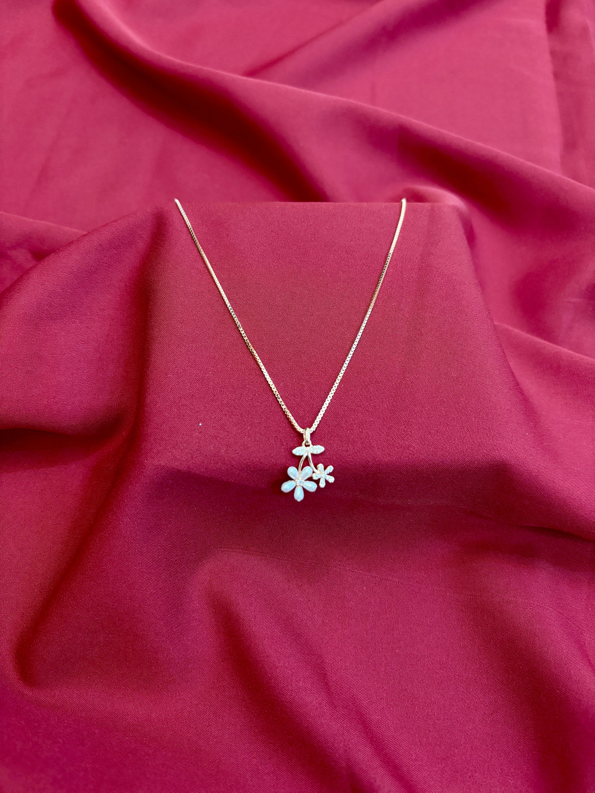 Delicate Floral Duo Pendant - Eraya Jewellery