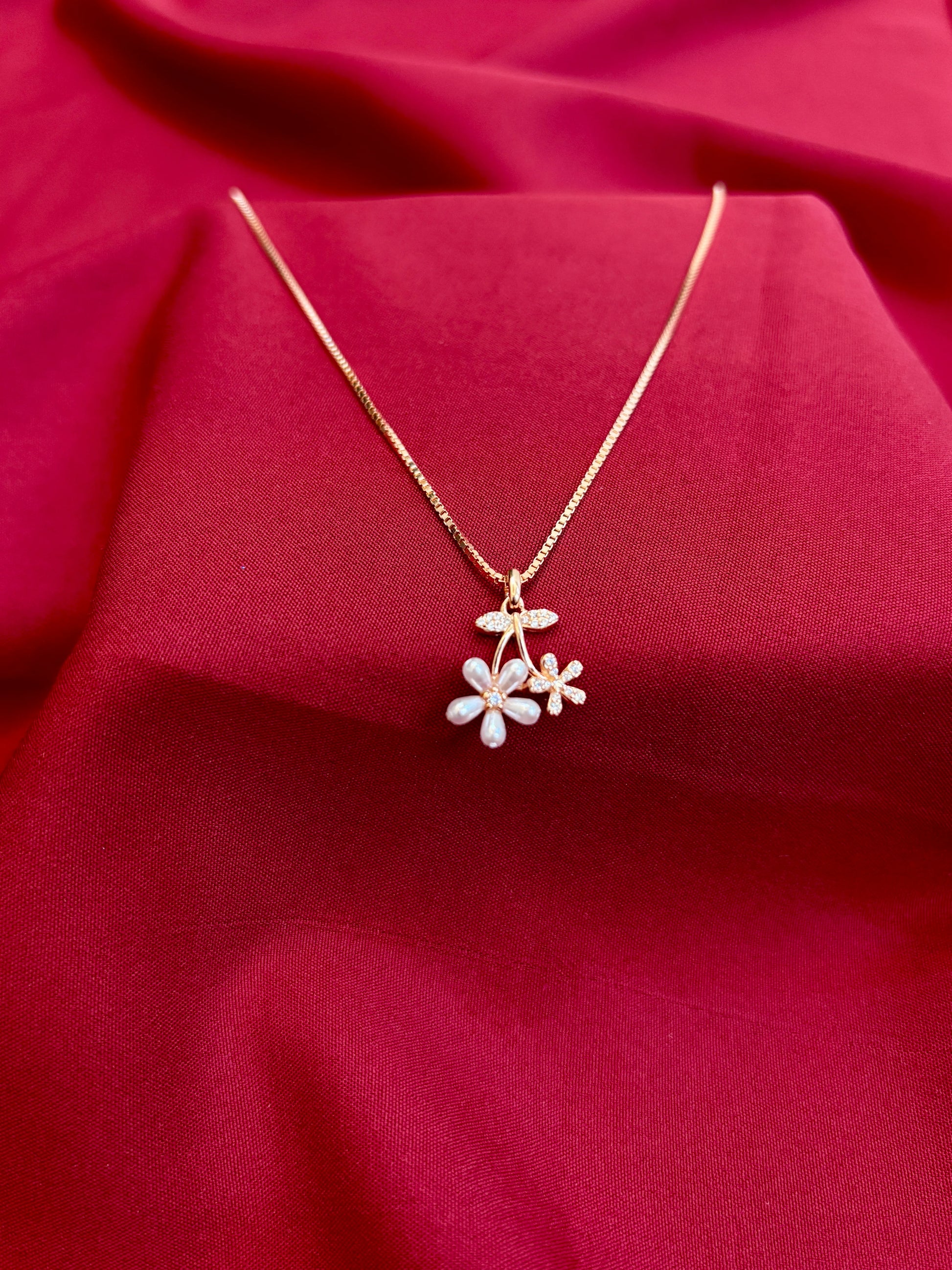 Delicate Floral Duo Pendant - Eraya Jewellery