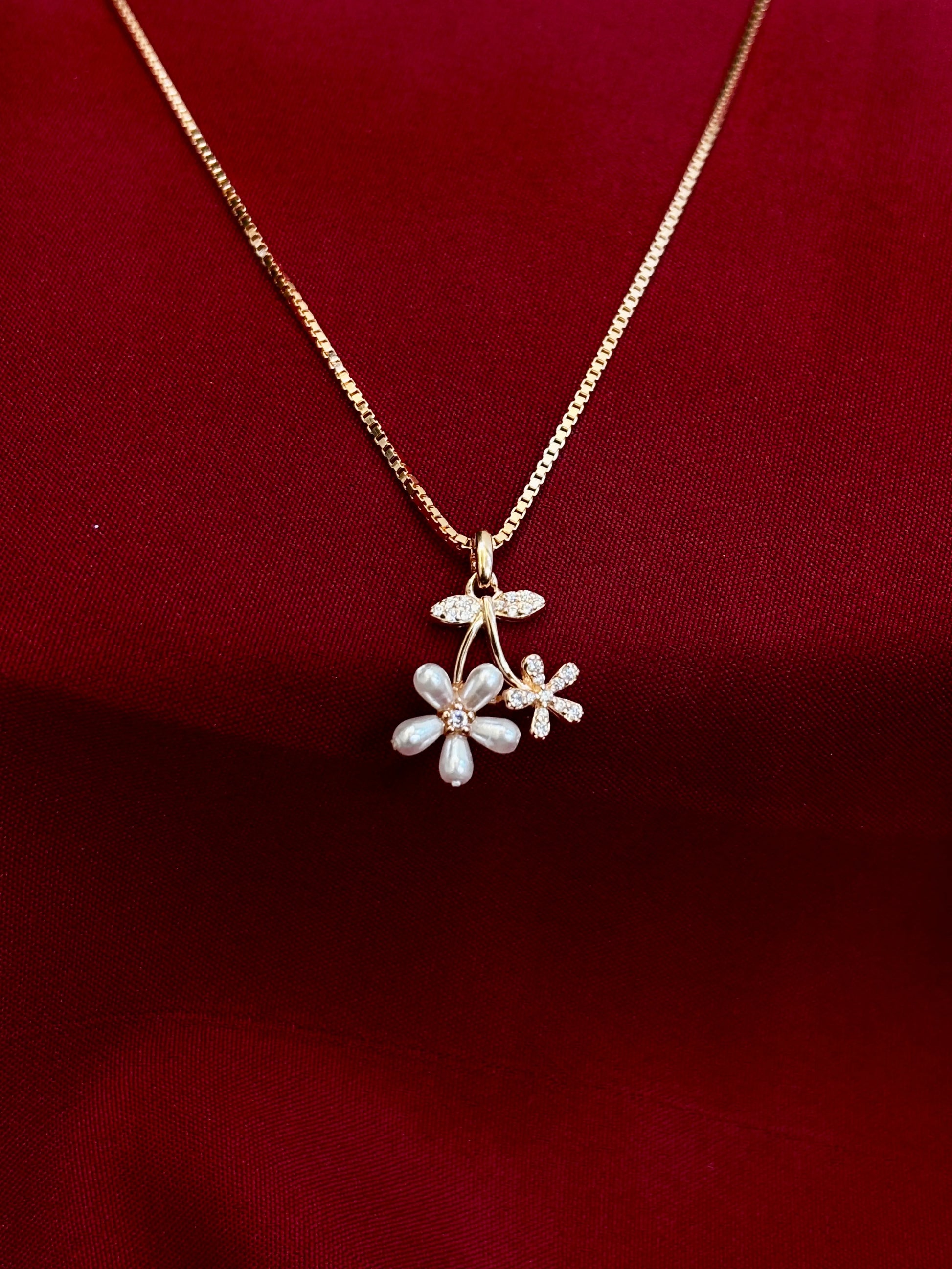 Delicate Floral Duo Pendant - Eraya Jewellery