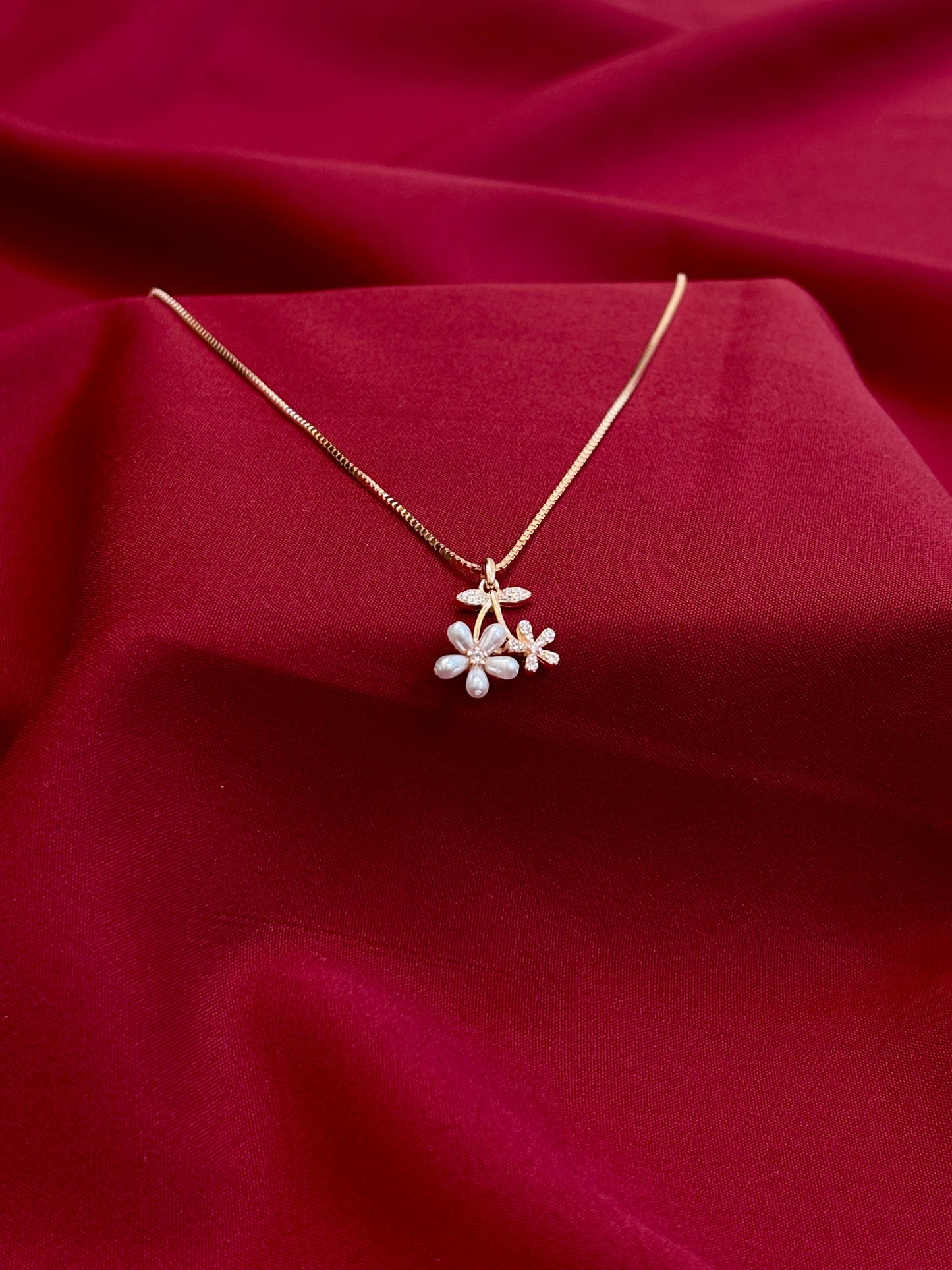 Delicate Floral Duo Pendant - Eraya Jewellery