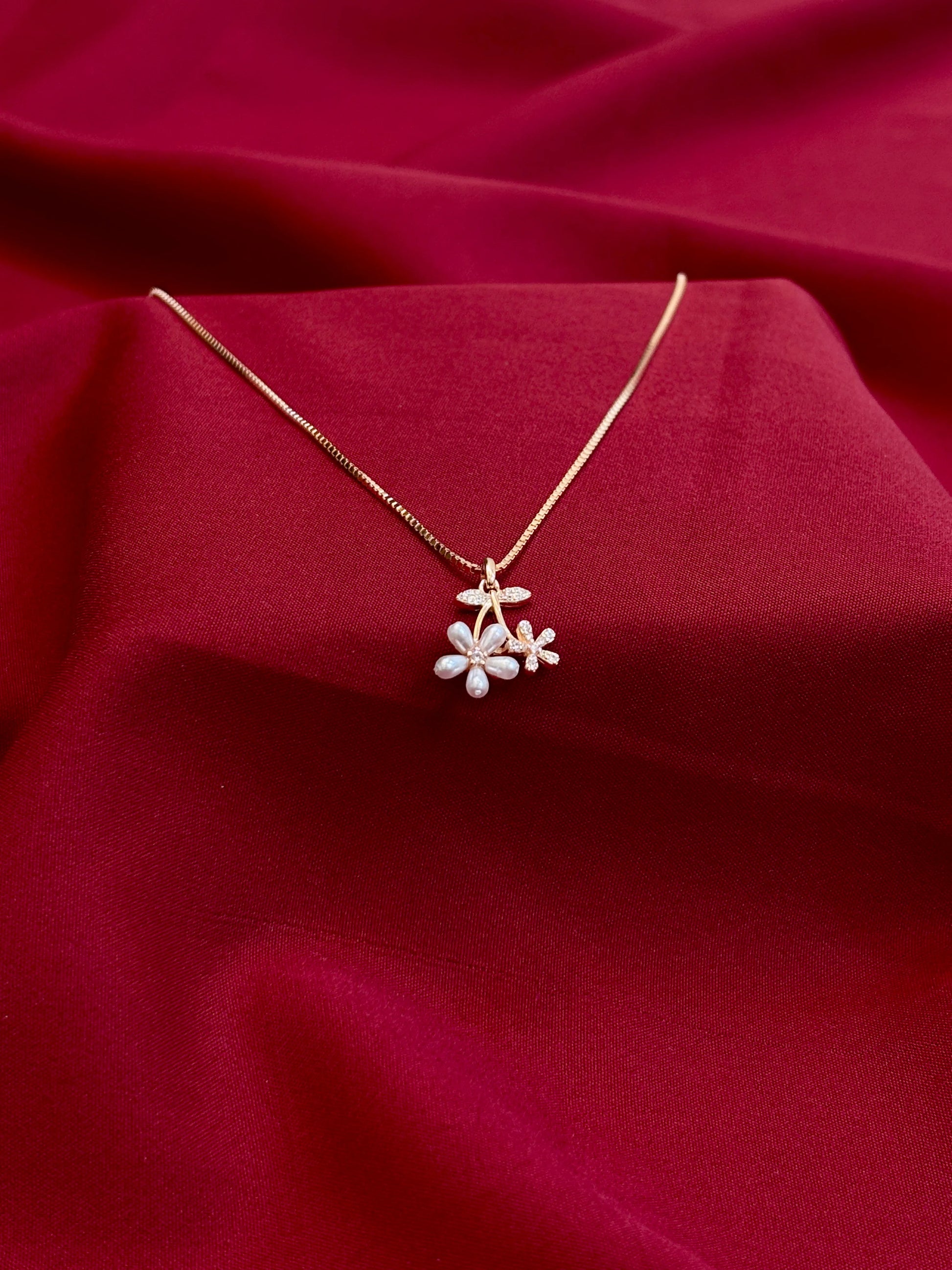 Delicate Floral Duo Pendant - Eraya Jewellery