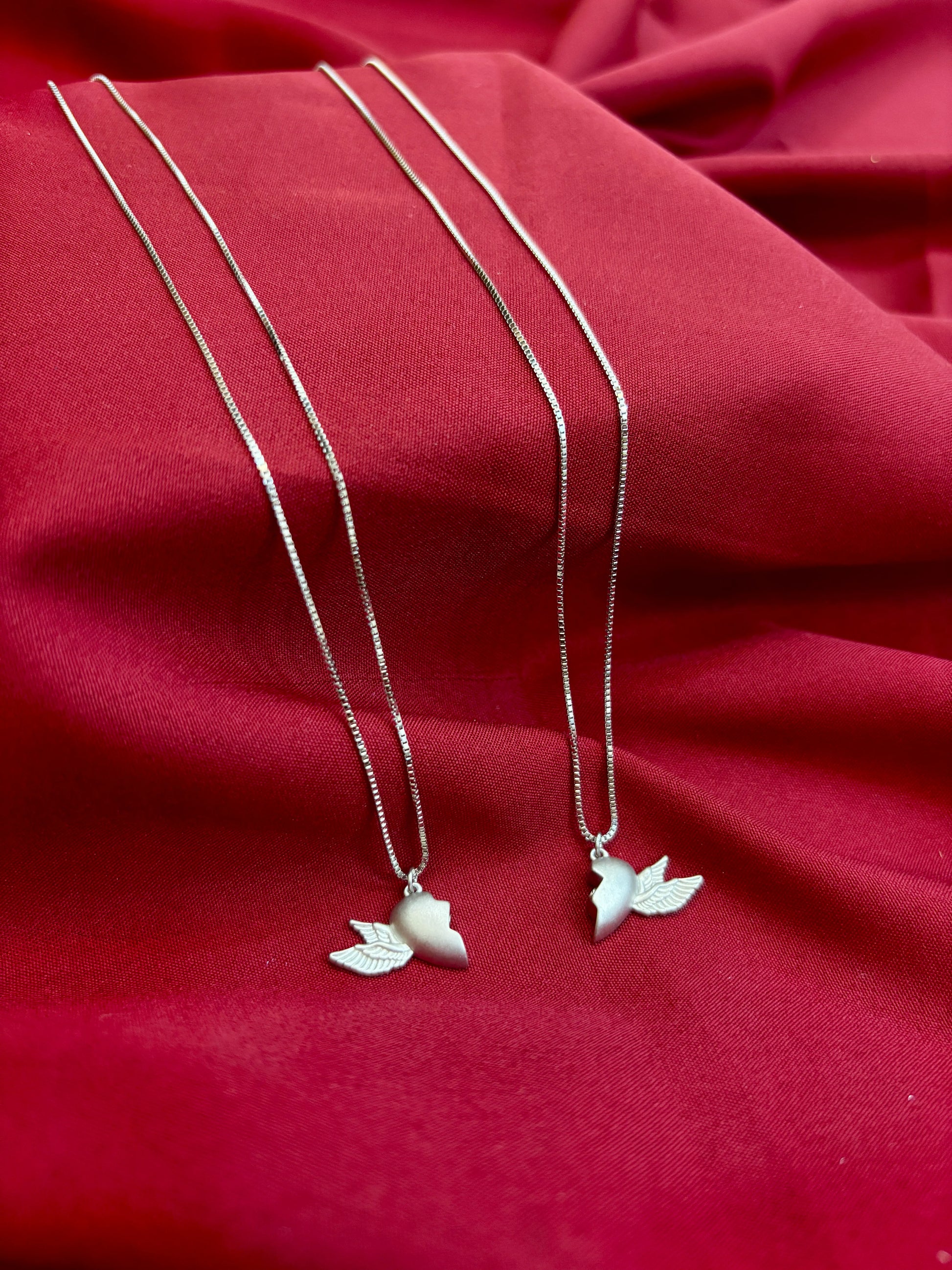 Split Heart Wing Pendant Set - Eraya Jewellery