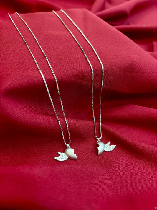 Split Heart Wing Pendant Set - Eraya Jewellery