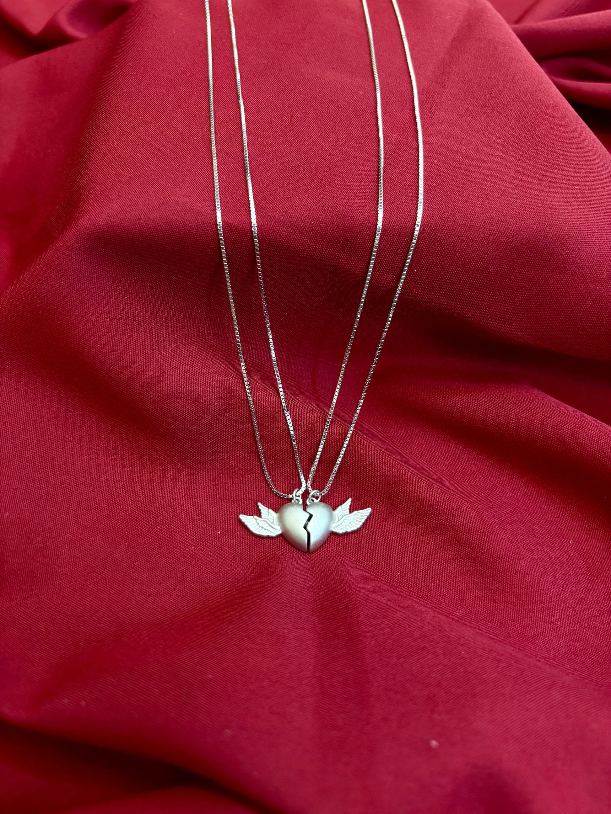 Split Heart Wing Pendant Set - Eraya Jewellery