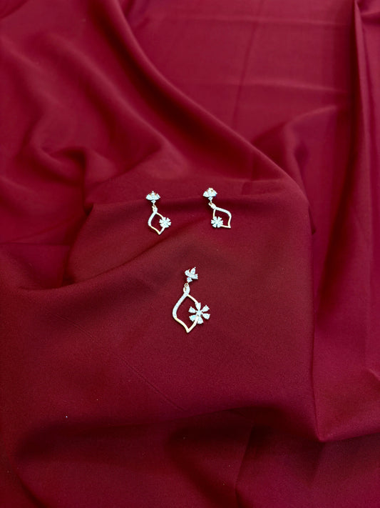 Floral Crystal Pendant Set-925 Sterling Silver-ERAYA Jewellery