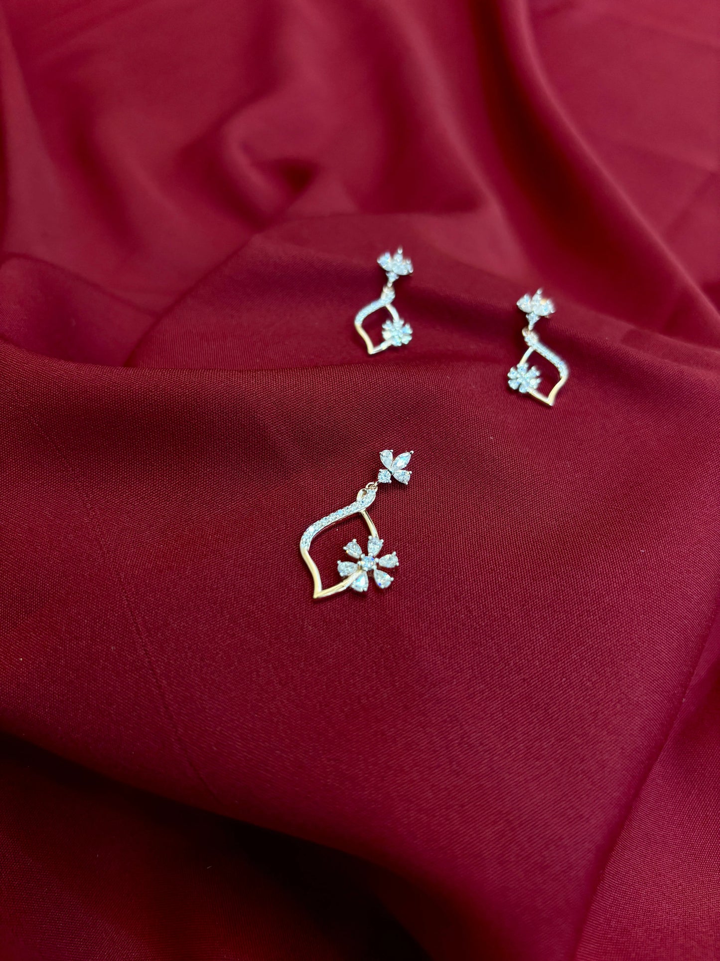 Floral Crystal Pendant Set-925 Sterling Silver-ERAYA Jewellery