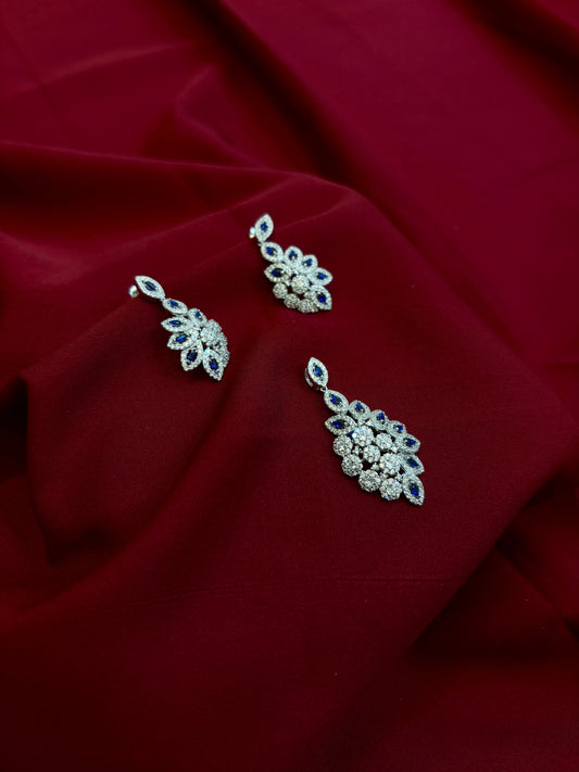 Blue & White Crystal Pendant Set - Eraya Jewellery