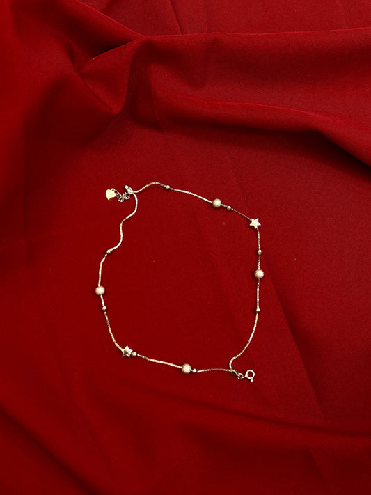 Crystal & Star Silver Anklet-925 Sterling Silver-ERAYA Jewellery