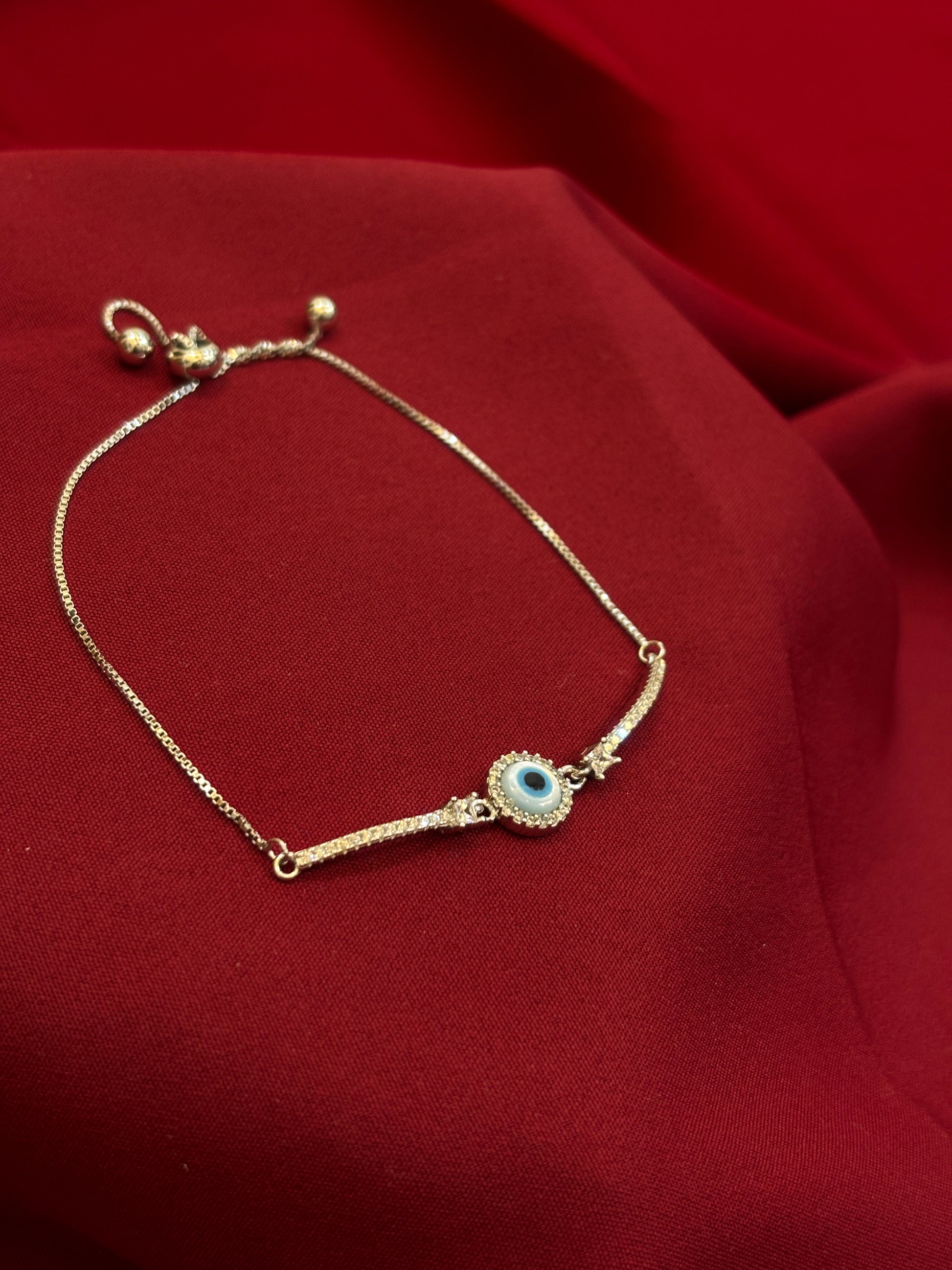 Adjustable Evil Eye Charm Silver Bracelet-925 Sterling Silver-ERAYA Jewellery