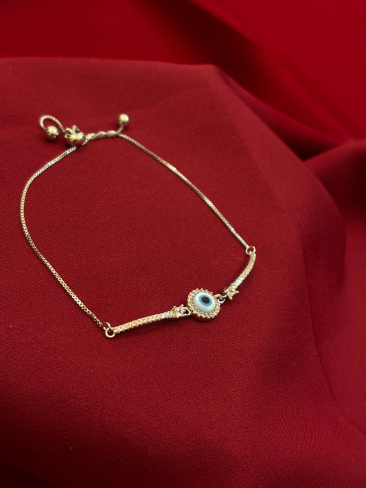 Adjustable Evil Eye Charm Silver Bracelet - Eraya Jewellery