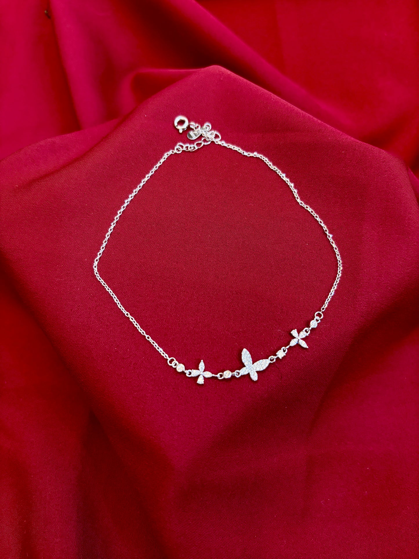 Silver Butterfly Anklet - Eraya Jewellery