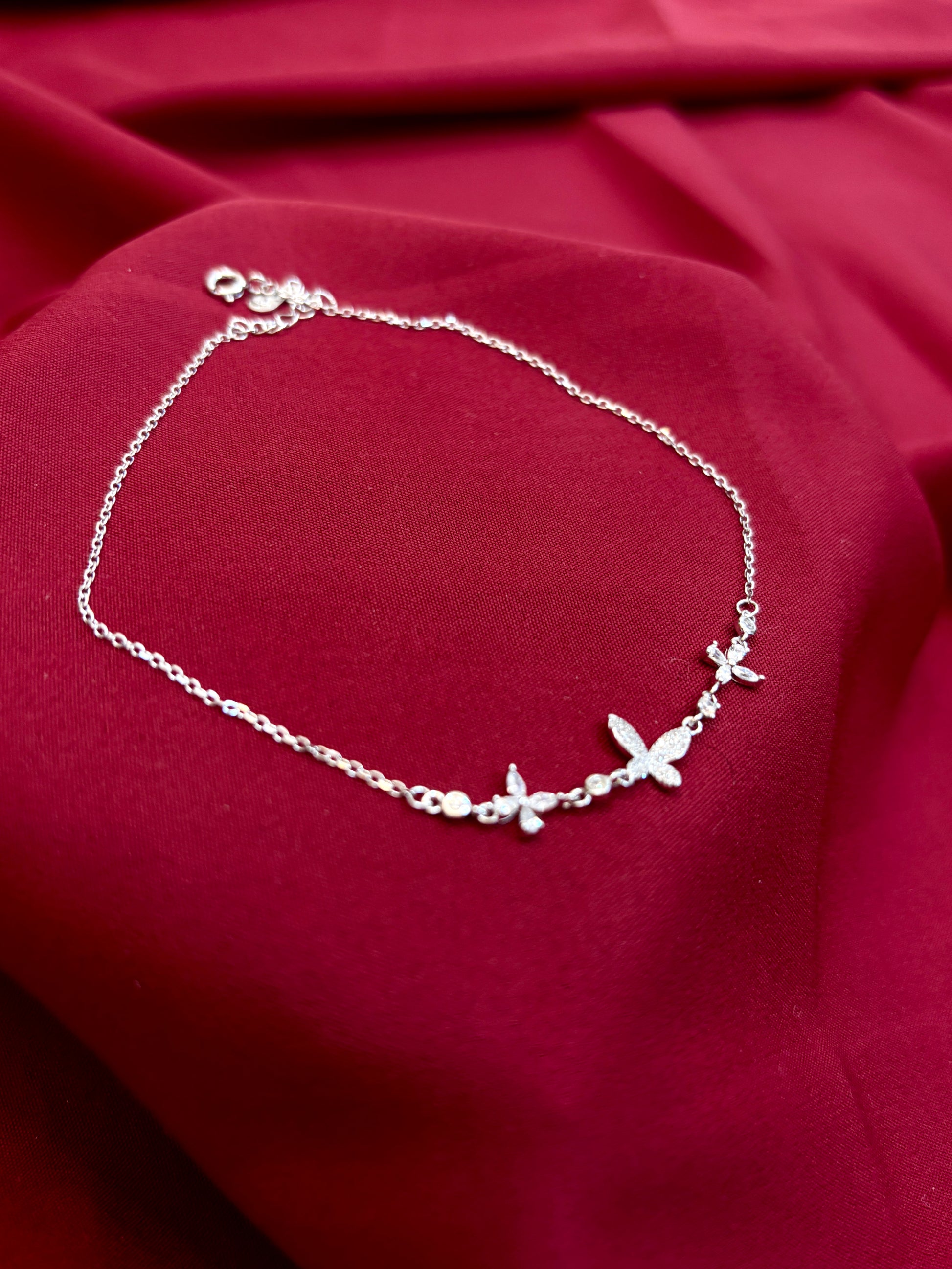 Silver Butterfly Anklet - Eraya Jewellery