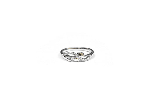 Leaf Crystal Band Ring-925 Sterling Silver-ERAYA Jewellery