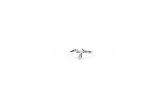 Leaf Motif Crystal Ring-925 Sterling Silver-ERAYA Jewellery
