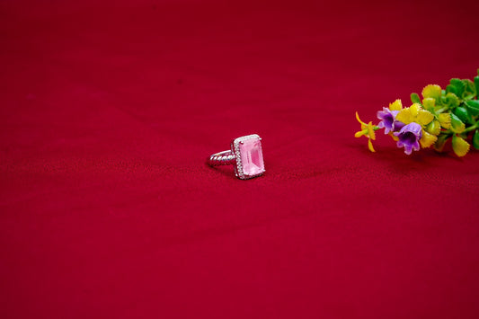 Rose Crystal Solitaire Ring-925 Sterling Silver-ERAYA Jewellery