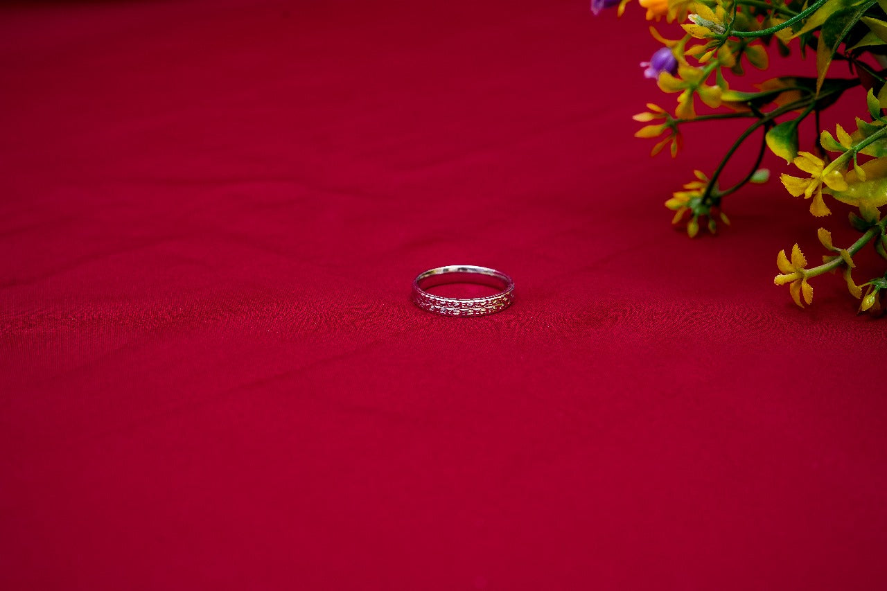 Crystal Pave Textured Ring-925 Sterling Silver-ERAYA Jewellery
