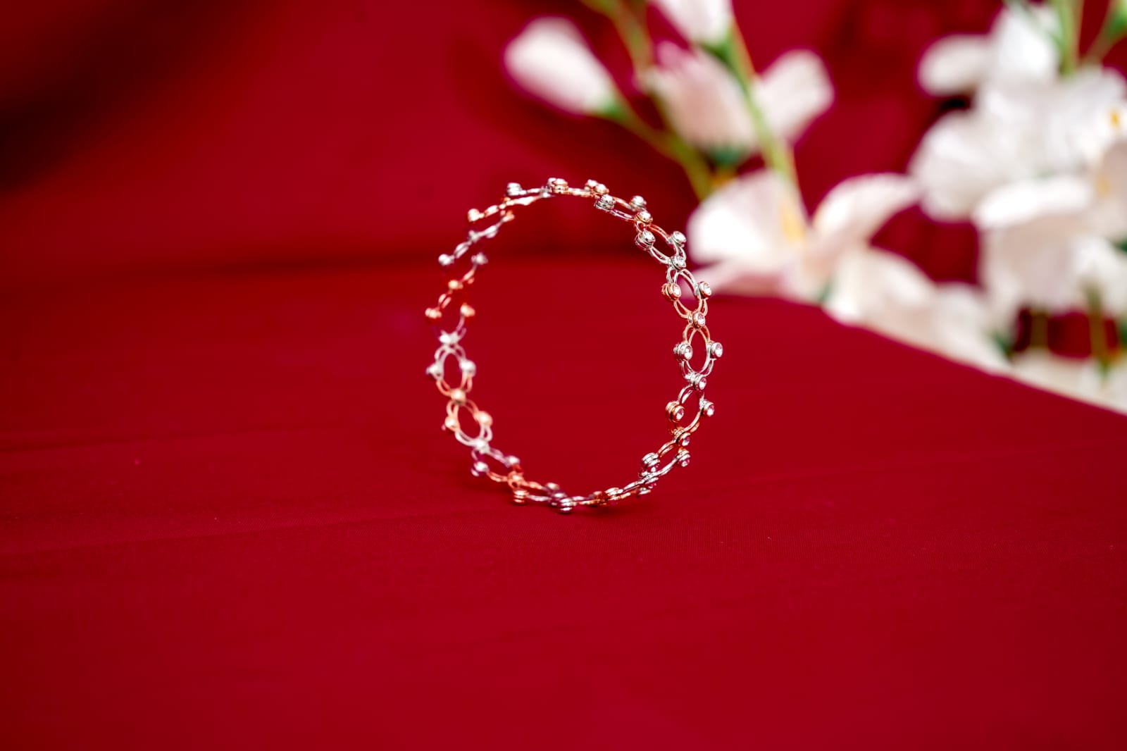 925 Silver Rose Gold Ring-Cum-Kada-925 Sterling Silver-ERAYA Jewellery