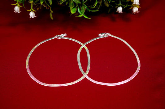 Flat Herringbone Silver Anklet-925 Sterling Silver-ERAYA Jewellery