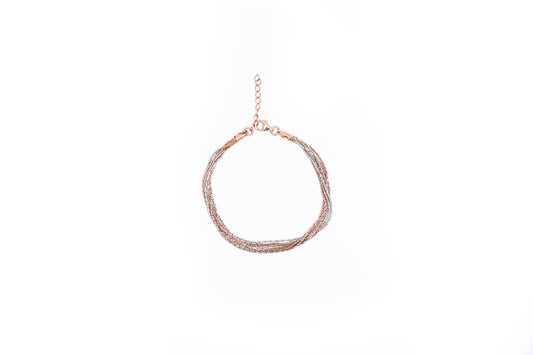 Multi-Strand Two-Tone Silver Anklet-925 Sterling Silver-ERAYA Jewellery