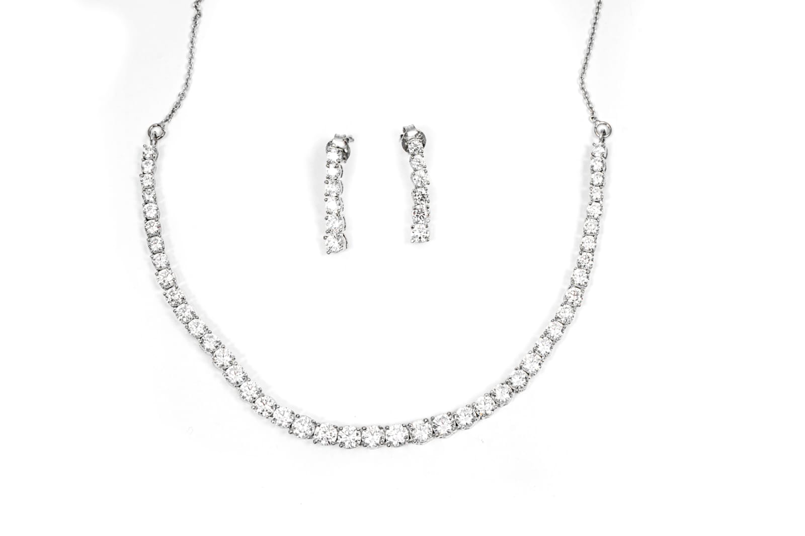 Crystal Choker Necklace-925 Sterling Silver-ERAYA Jewellery