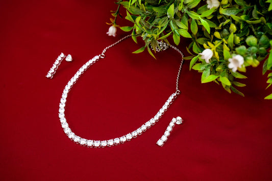 Crystal Choker Necklace-925 Sterling Silver-ERAYA Jewellery