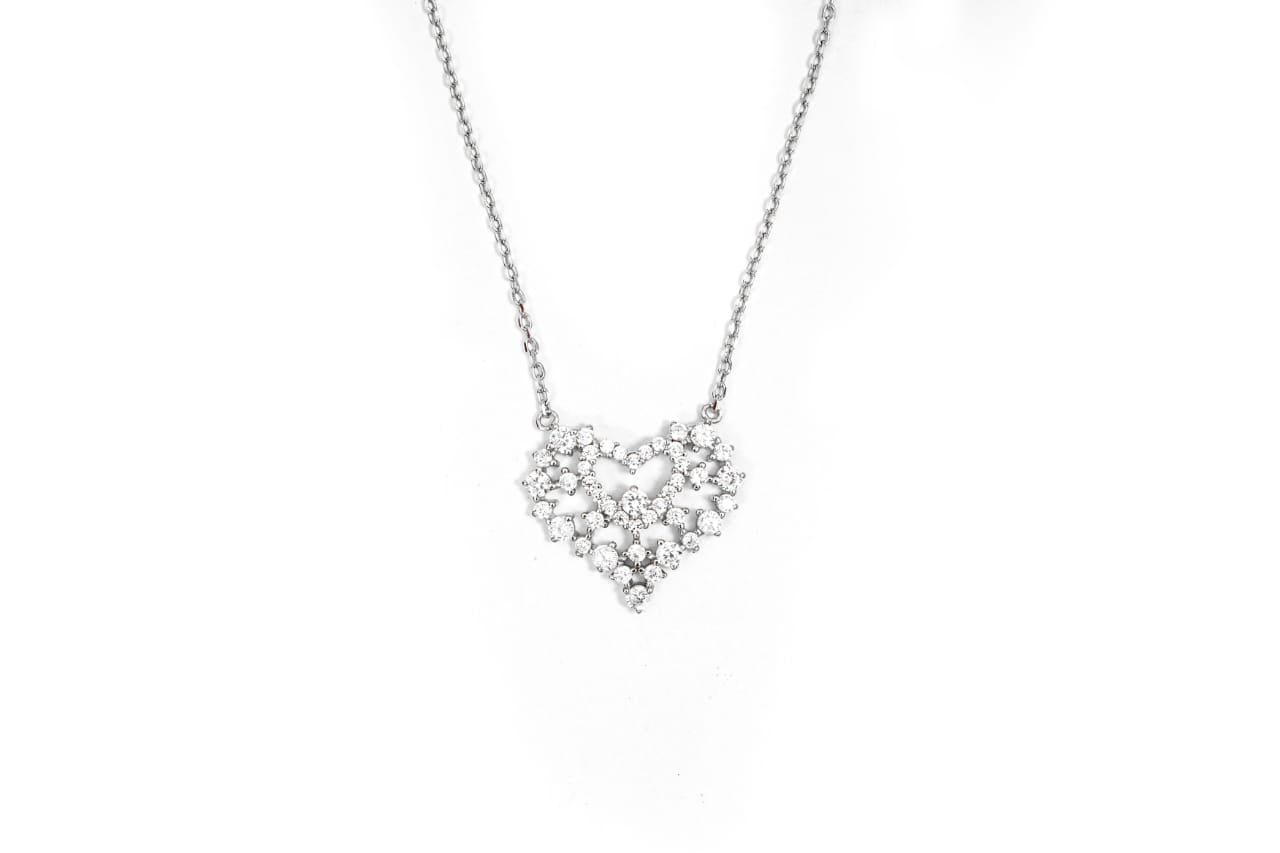 Lace Heart Crystal Pendant-925 Sterling Silver-ERAYA Jewellery