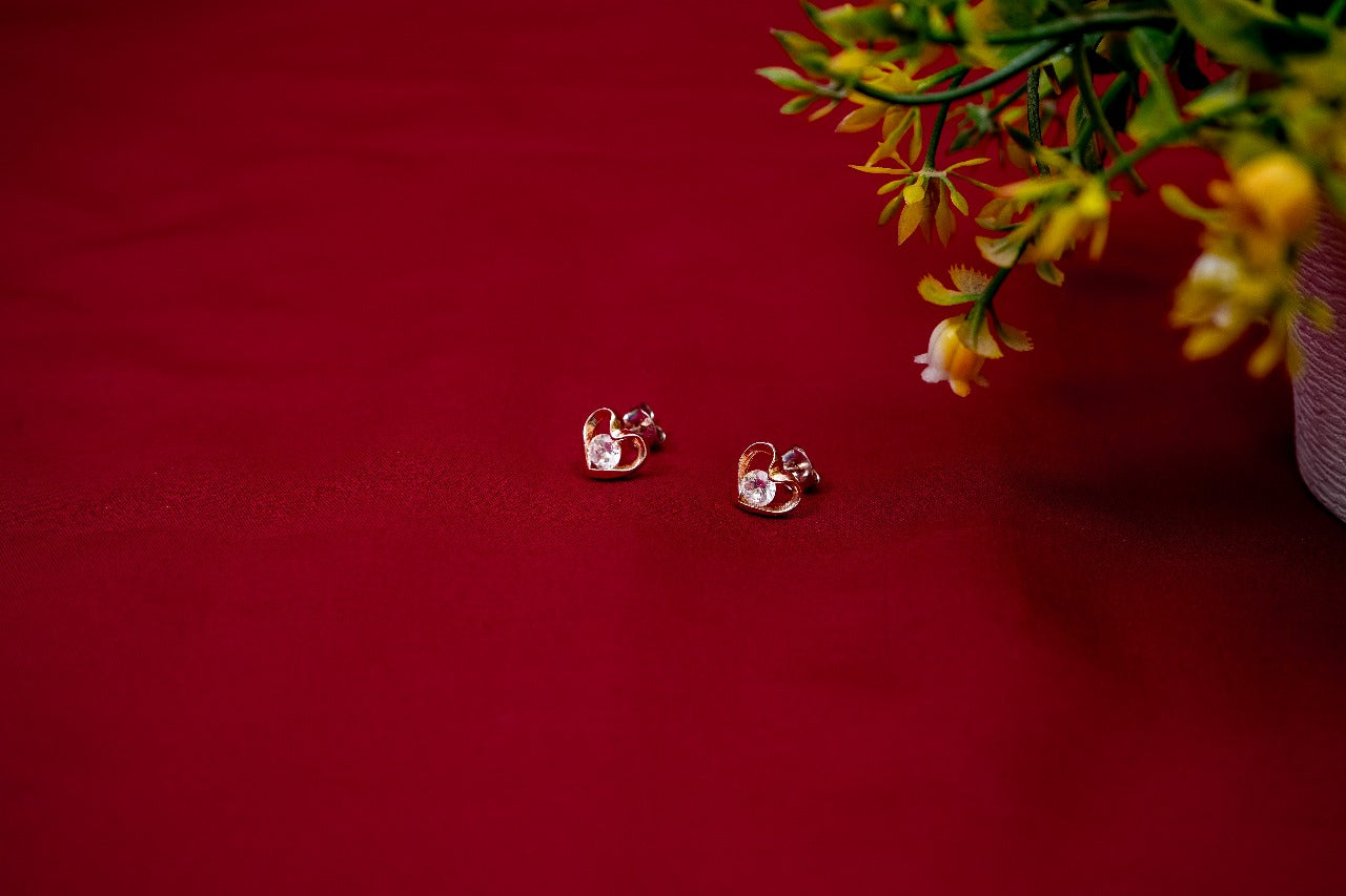 Heart Shaped Rose Gold toned Stud-925 Sterling Silver-ERAYA Jewellery