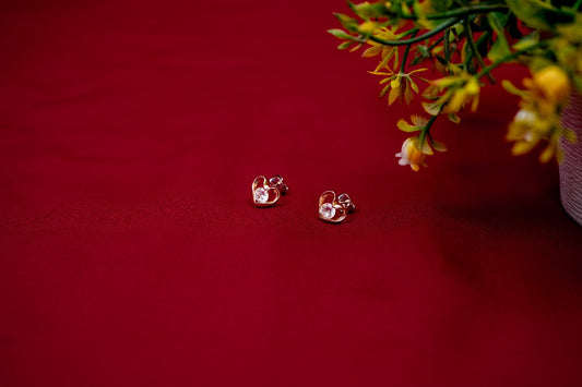 Heart Shaped Rose Gold toned Stud-925 Sterling Silver-ERAYA Jewellery