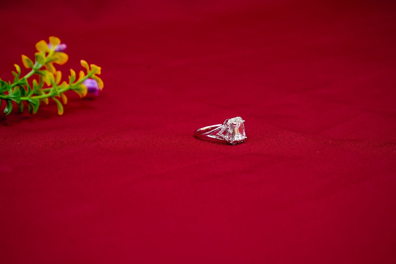 Trapezoid Solitaire Ring-925 Sterling Silver-ERAYA Jewellery