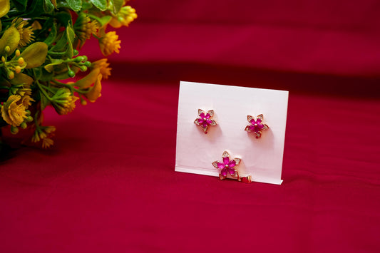 Pink Floral Rose-Gold Pendant Set-925 Sterling Silver-ERAYA Jewellery