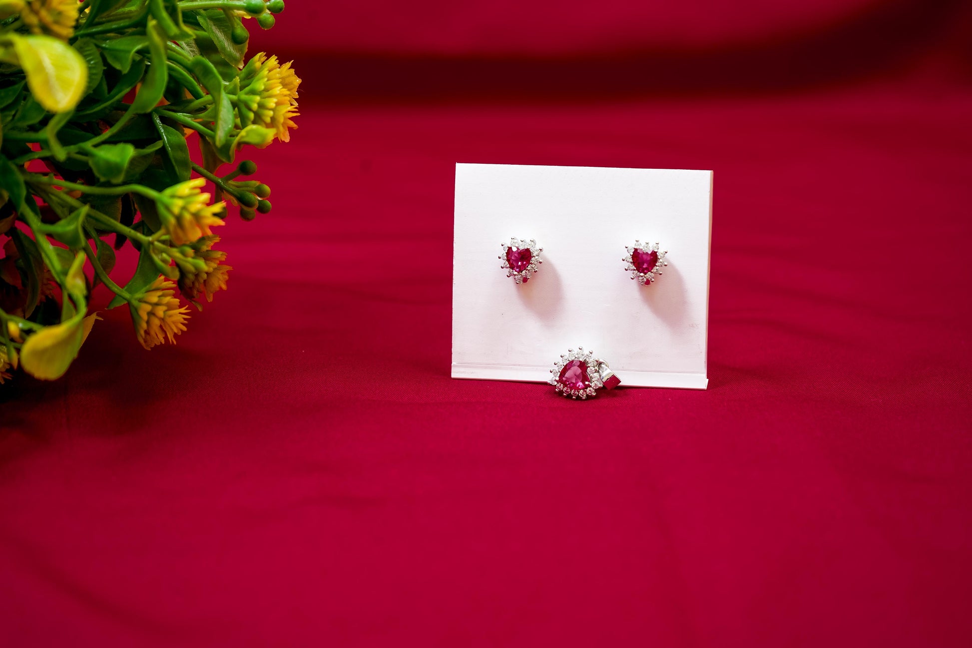 Heart Crystal Pendant Set-925 Sterling Silver-ERAYA Jewellery