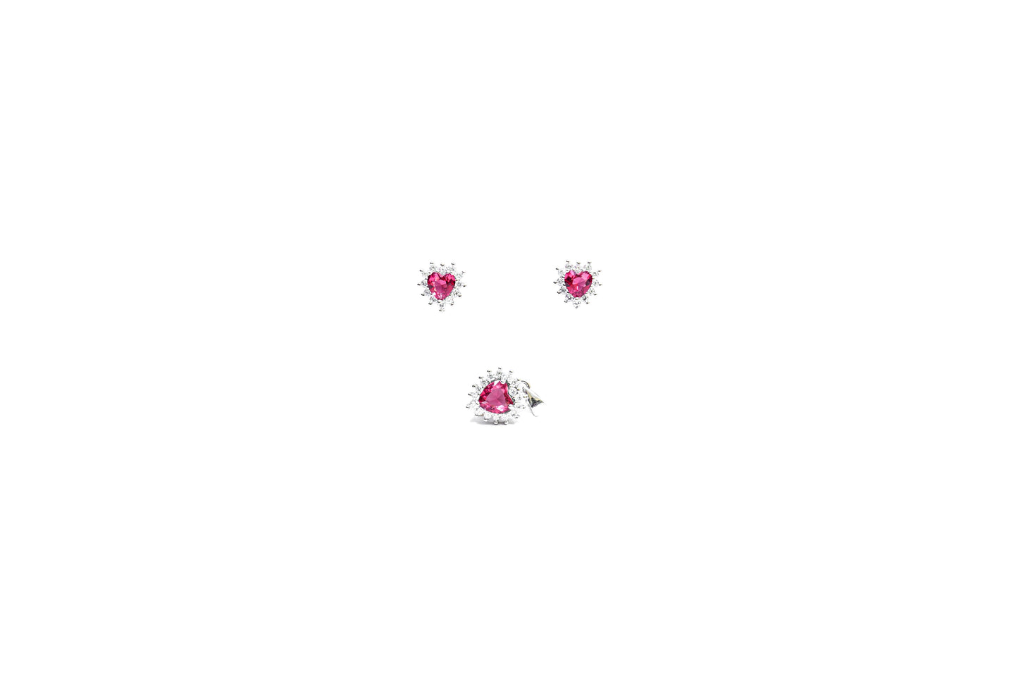 Heart Crystal Pendant Set-925 Sterling Silver-ERAYA Jewellery