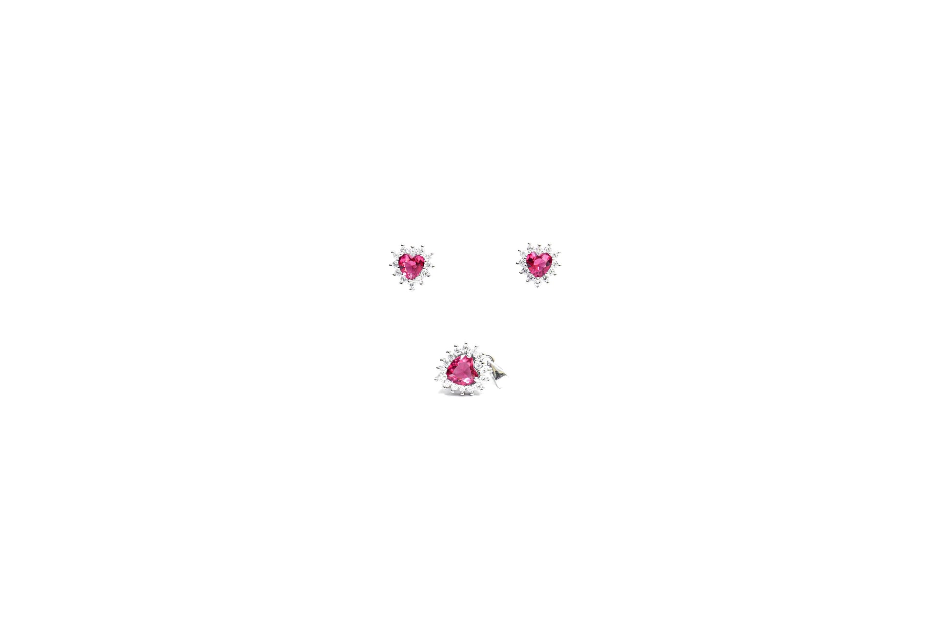 Heart Crystal Pendant Set-925 Sterling Silver-ERAYA Jewellery