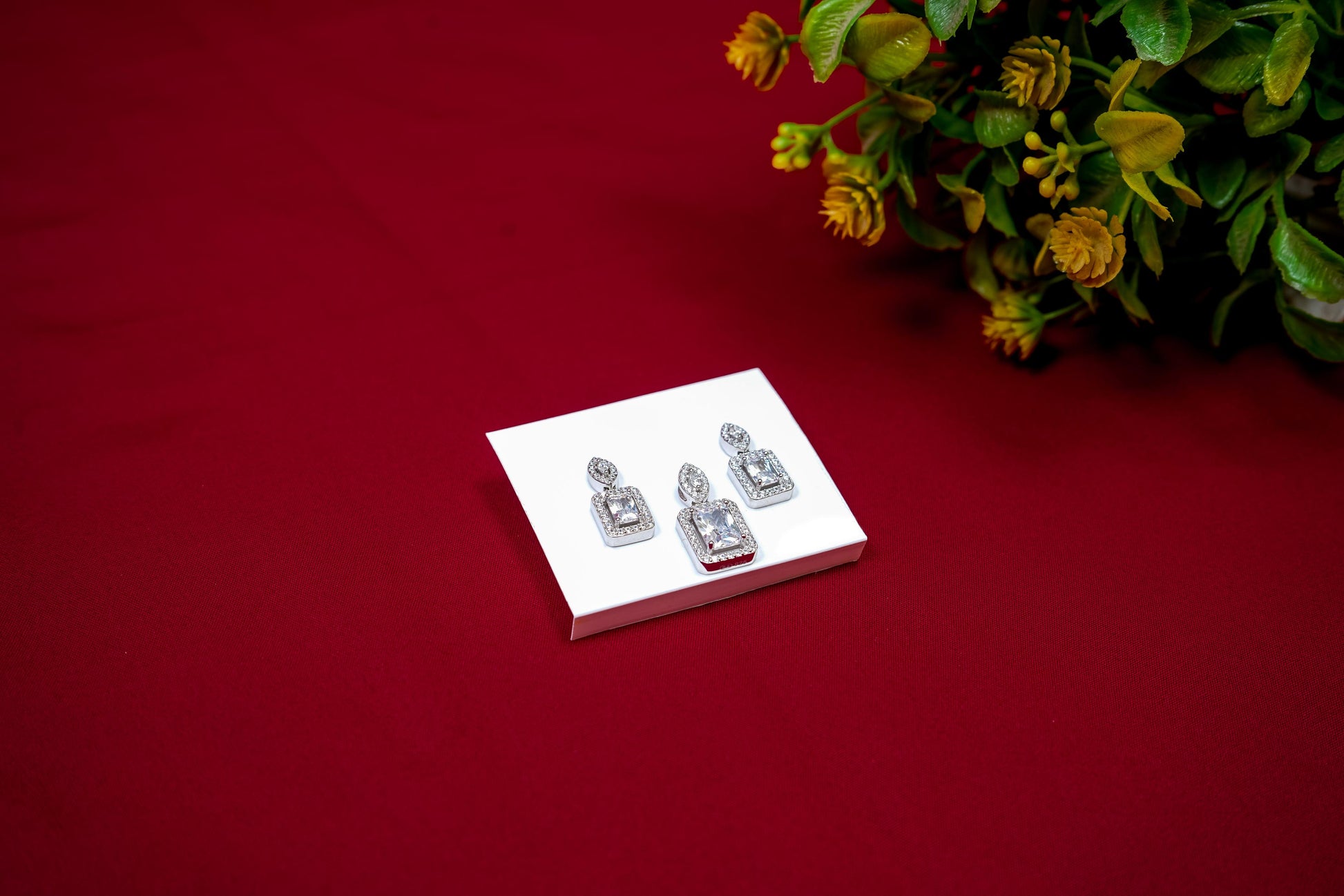 Square Halo Pendant Set-925 Sterling Silver-ERAYA Jewellery
