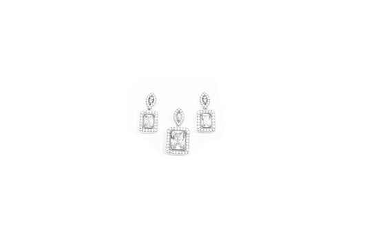 Square Halo Pendant Set-925 Sterling Silver-ERAYA Jewellery