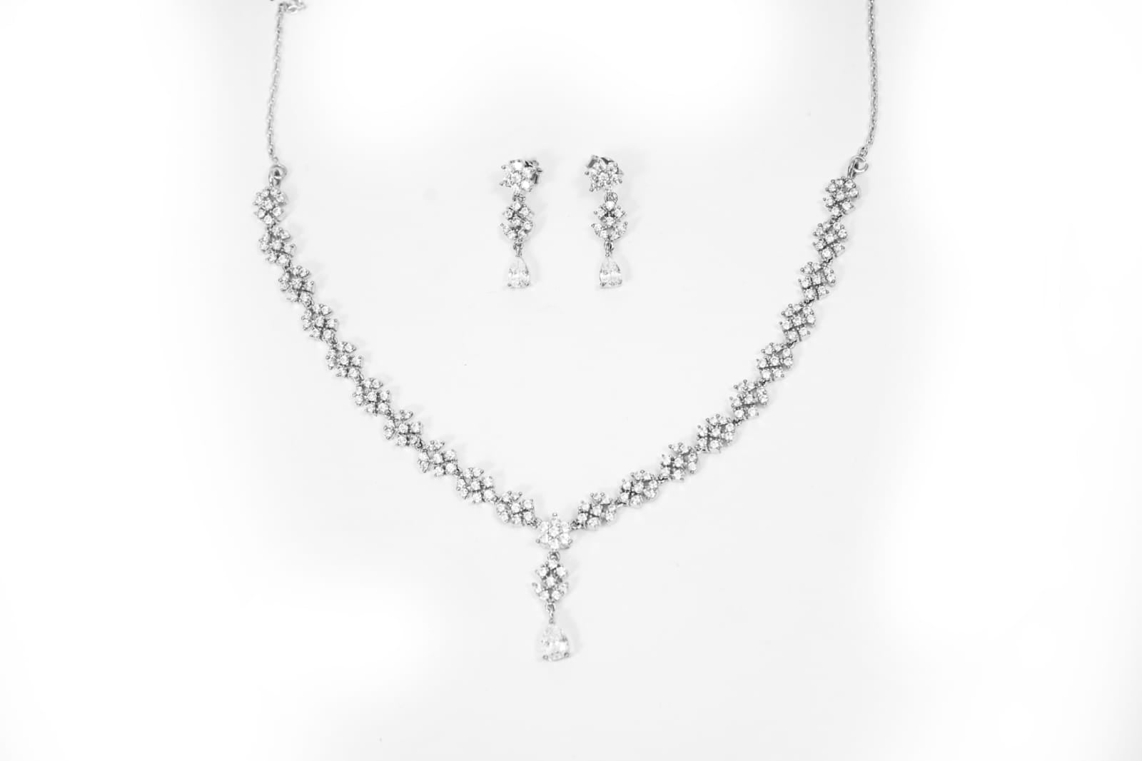 Floral Crystal Choker Necklace-925 Sterling Silver-ERAYA Jewellery