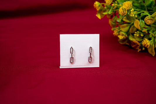 Silver Linked Drop Earrings-925 Sterling Silver-ERAYA Jewellery