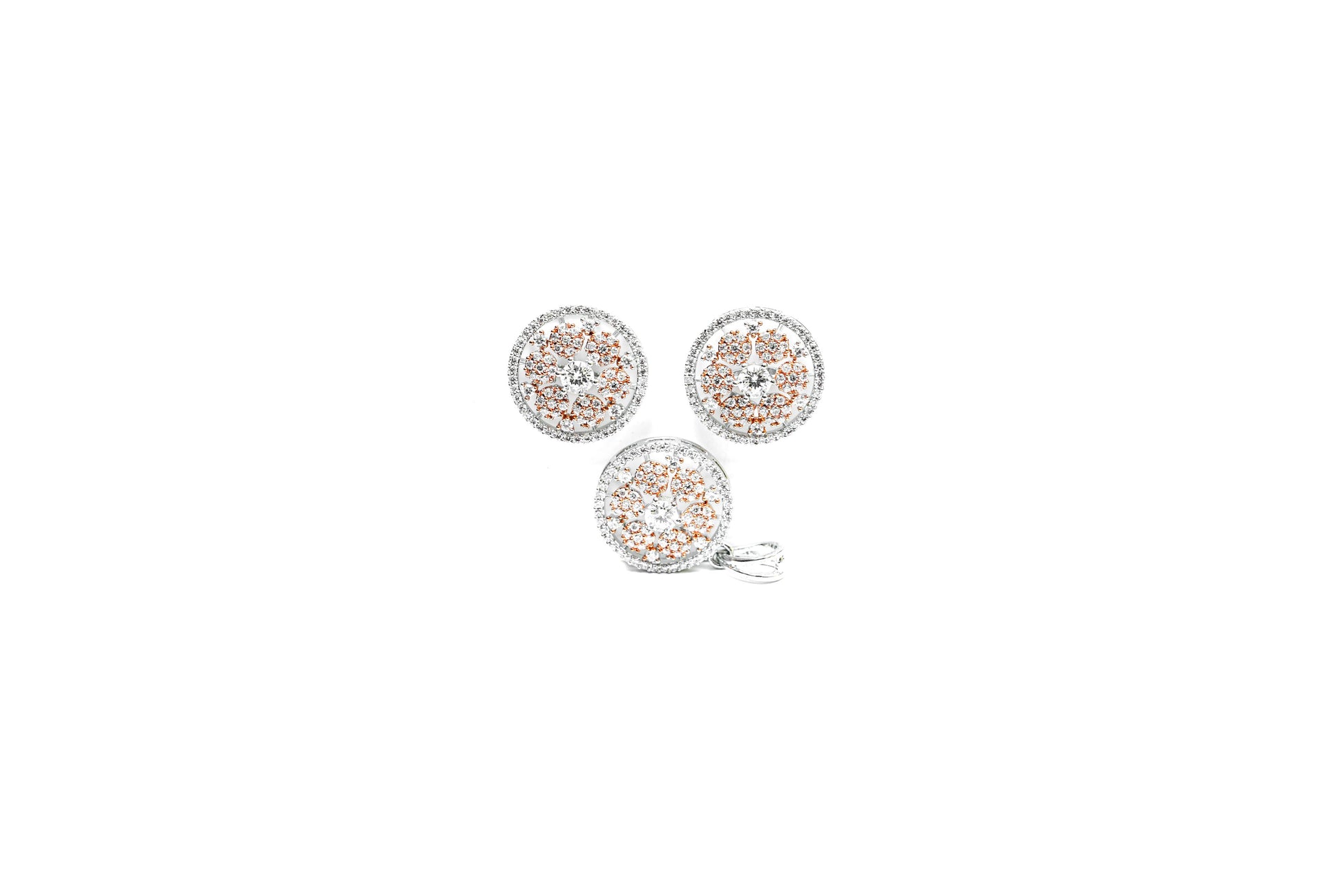 Floral Medallion Pendant Set-925 Sterling Silver-ERAYA Jewellery