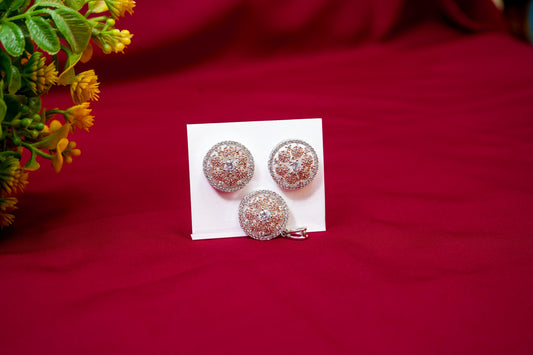 Floral Medallion Pendant Set-925 Sterling Silver-ERAYA Jewellery
