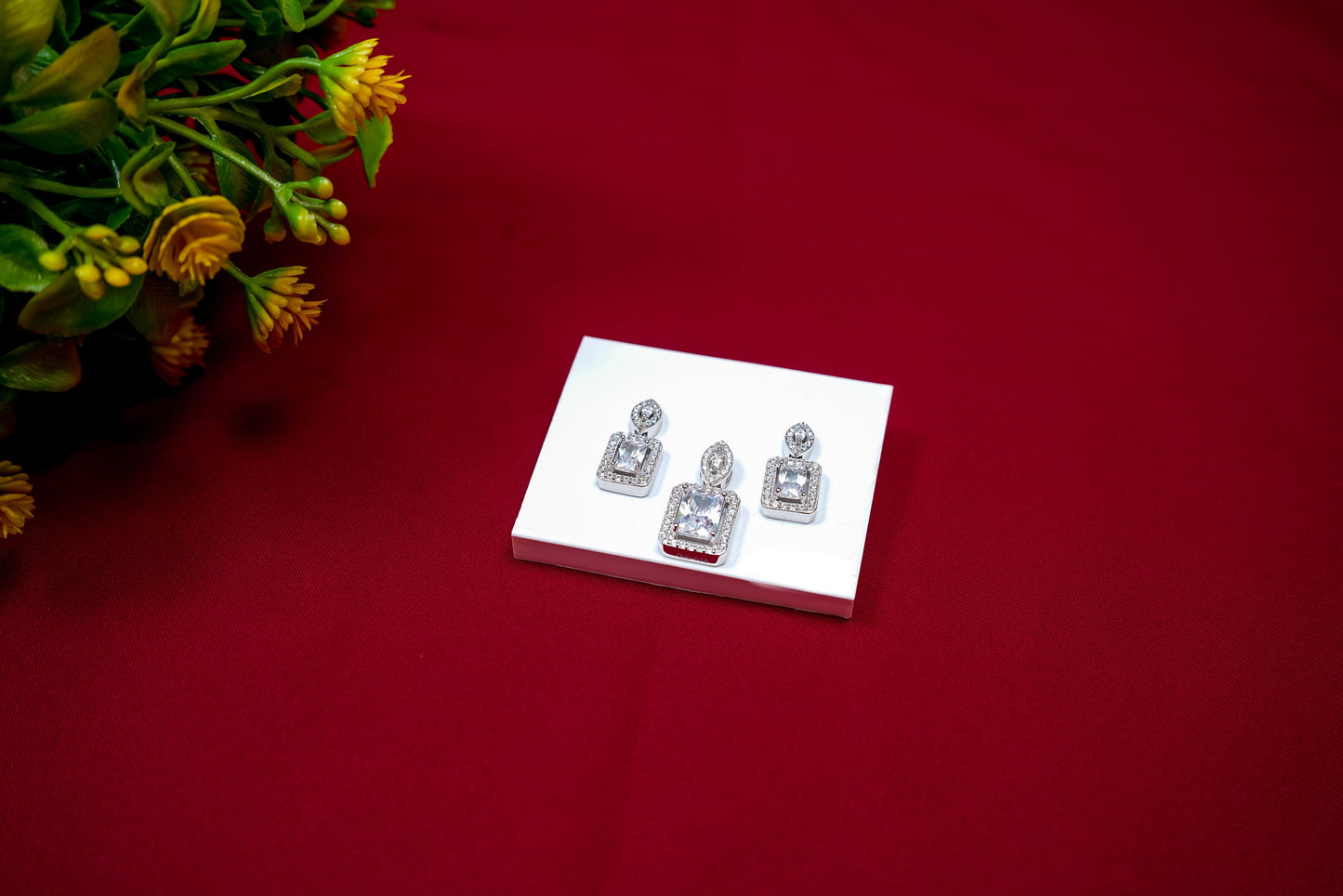 Square Halo Pendant Set-925 Sterling Silver-ERAYA Jewellery